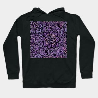 Funky Abstract Purple floral Pattern Doodle Hoodie